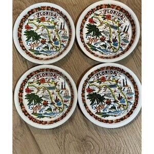 Set of 4 Vintage Aluminum 4-1/2” Florida “The Sunshine State” Coasters